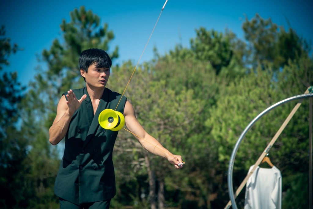 A street performer with diabolo