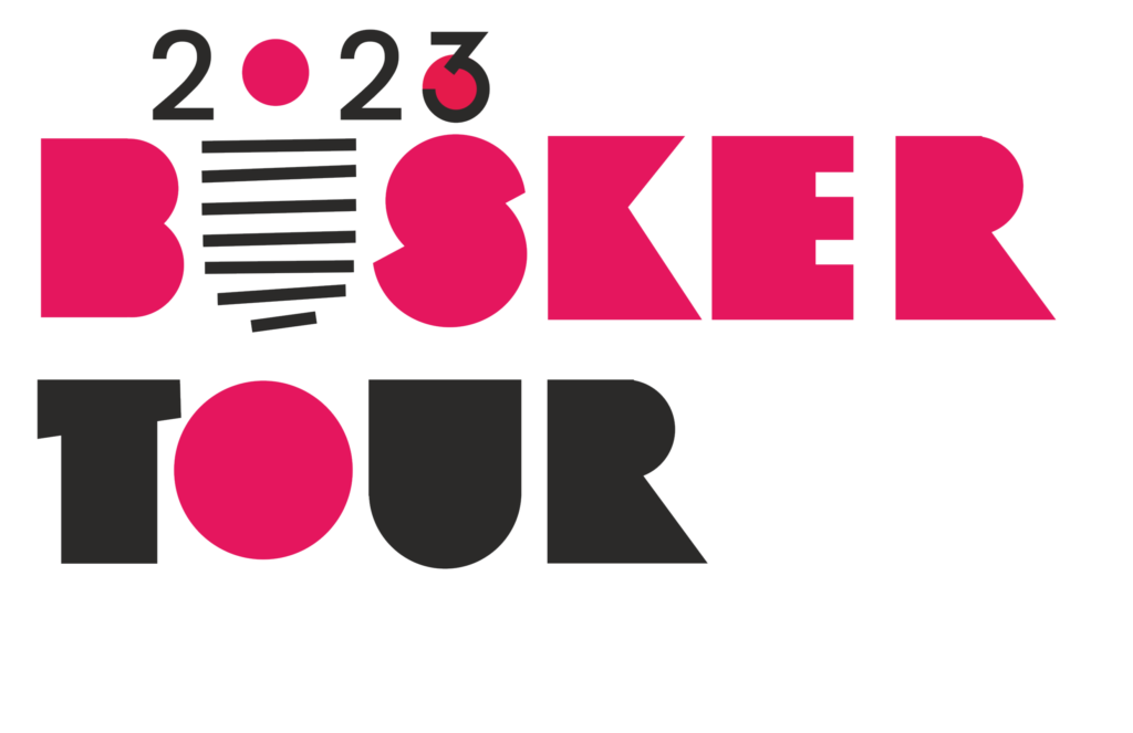 Logo Busker Tour 2023 w kolorze różowym i czarnym
