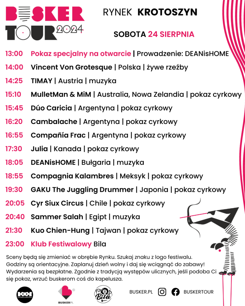 Busker Tour 2024 w Krotoszynie program na sobotę24.08