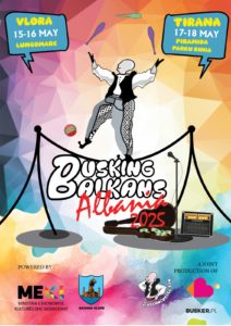 Poster of street art festival Busking Balkans Albania 2025