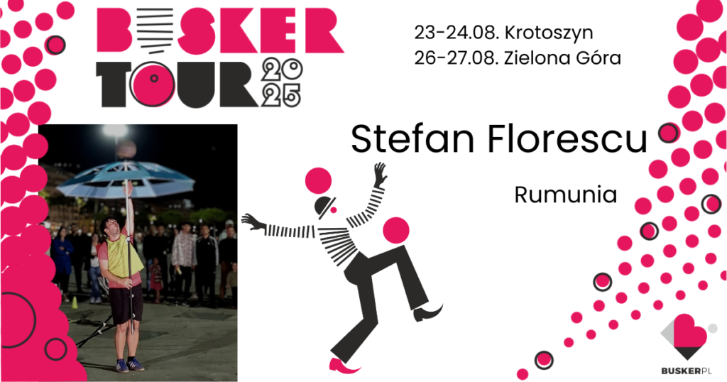 Artysty uliczny Stefan Florescu zaprezentuje na festiwalu Busker Tour pokaz triki z piłką.